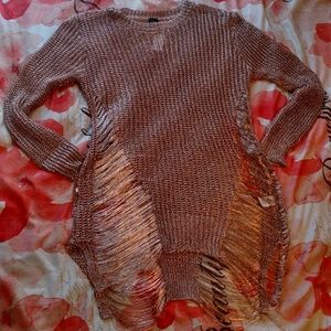 Frayed Metallic Dusty Rose Sweater